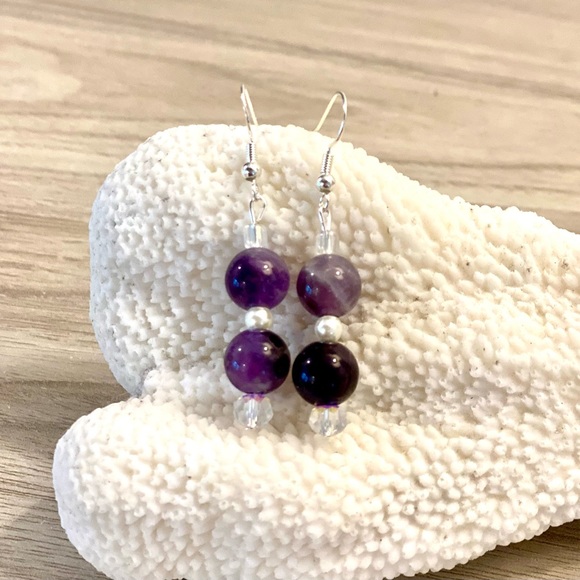 50. Amethyst beaded earrings - Picture 3 of 3